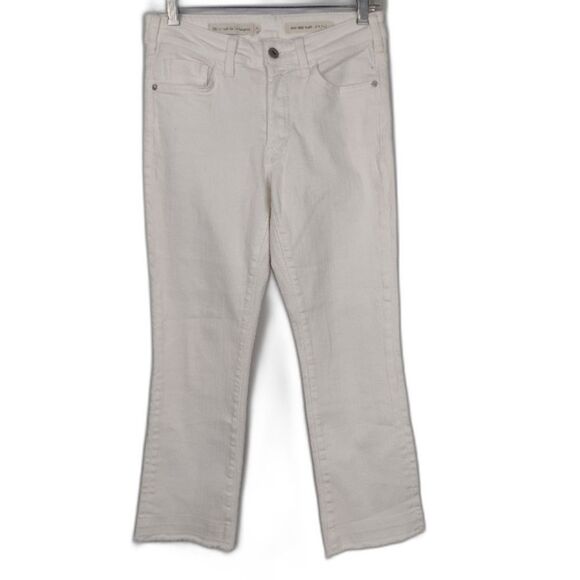 Pilcro and the Letterpress High Rise Flare White Jeans Denim Size 27 Fray Hem - Picture 3 of 13